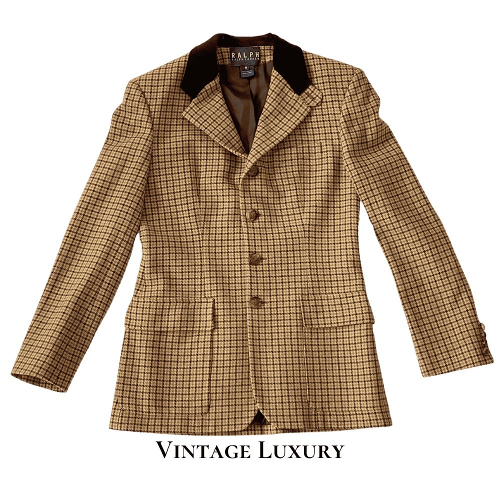 Vintage Ralph Lauren Women's Tweed Velvet Collar Blazer – Size 8